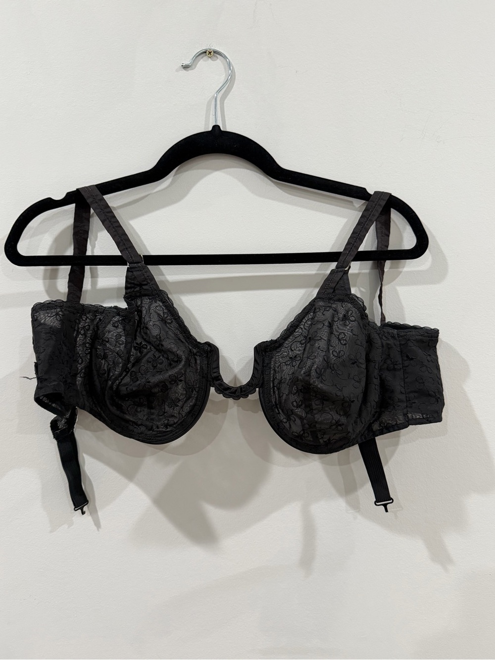 Antique lace and embroidered bra